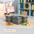 Plastic Storage Baskets with Bamboo Lid, Stackable Storage Bins for Organizing Shelves, 6 Pack, Gray