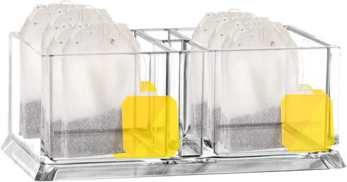 Transparent Tea Box, Clear Organizer for Tea Bags, Coffee, Sugar, Storage Bin for Kitchen Pantry Cabinets and