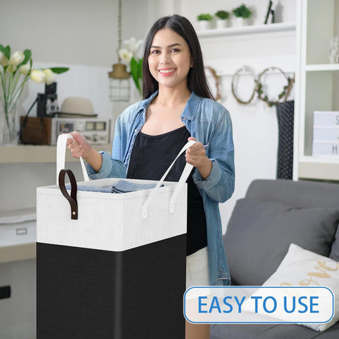 HomeHacks Large Rolling Laundry Hamper, Collapsible Waterproof Basket on Wheels for Bathroom, Bedroom & Dorm (Black)