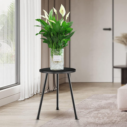 (11.8"x16") KINNARY Plant Stand Indoor, Mid Century Wood Plant Stand Black Plant Table for Flower Pots, Tall Metal