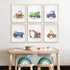 Joocrise Set 6 8x10 Inch Boys Truck Wall Art of Truck Vehicle Canvas Wall Decor Toddler Construction Wall Art