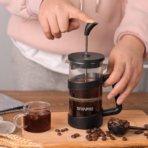 Sivaphe Small French Press 12oz Light-weight Durable High Borosilicate Carafe/Tea Maker Single Serve Coffee Press Frothed Brewer by Sivaphe