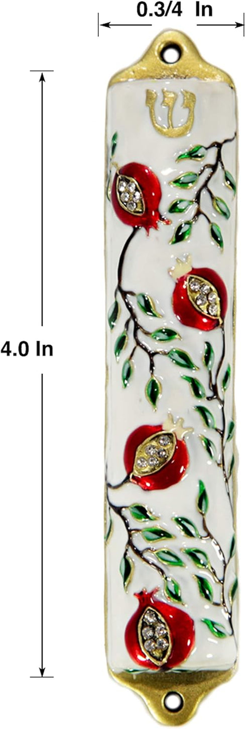 Door Mezuzah Case - Modern Pomegranate Tree Design 4" Jewish Mezuzah Cover for Home Blessing