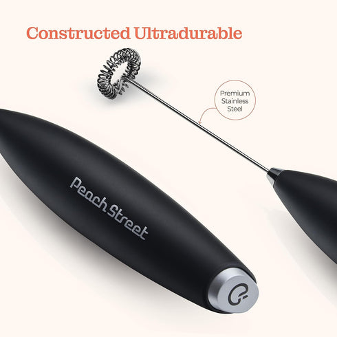 Powerful Mini Handheld Milk Frother Wand, Battery Operated Stainless Steel Drink Mixer for Coffee, Lattes, Cappuccino