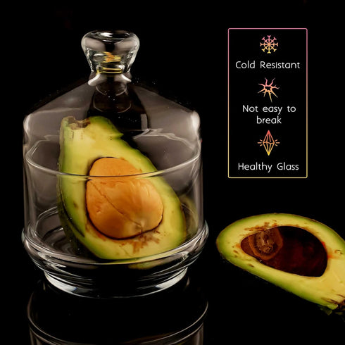 Glass Salt and Pepper Containers with Glass Lid, 2 Pcs Multipurpose Tomato, Avocado, Onion Keeper for Fridge Storage