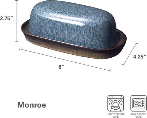 8-Inch Pfaltzgraff Monroe Blue Covered Butter Dish
