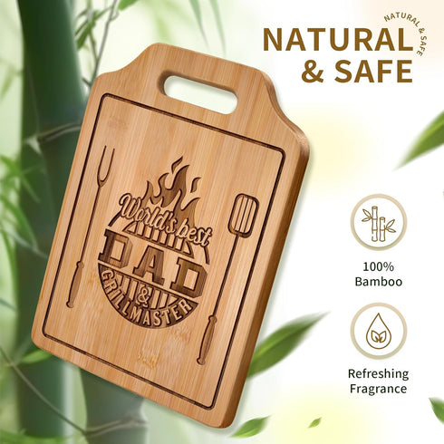 Engraved Bamboo Cutting Board, Gift for Dad from Daughter Son, 12.3"L x 8.7"W