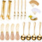 14 Pieces Cheese Butter Spreader Knives Set, Stainless Steel with Wooden Handles, Charcuterie Accessories