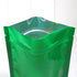 Double-Sided Stand-Up Pouch, Matte/Glossy Color with Clear Round Window, 100 Bags/Pack (6.3" x 8.7", Glossy Green)
