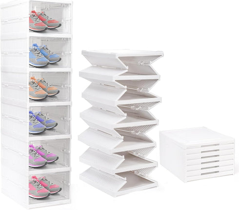 Nicunom Foldable Shoe Rack Organizer, 6-Tier Shoe Storage Box Collapsible Plastic Shoe