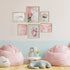 Lwoztra 8x10x6 Inch Pink Nursery Wall Art Floral Bow Canvas Prints Girls Room Wall Decor Pink Flower Pictures Coquette
