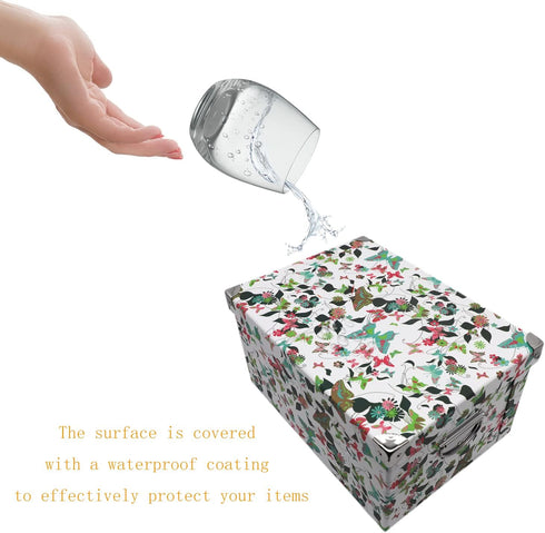 GUOZI Collapsible Storage Box - Decorative Memory Box with Lid & Metal Reinforced Corners, Organizer Gift Box