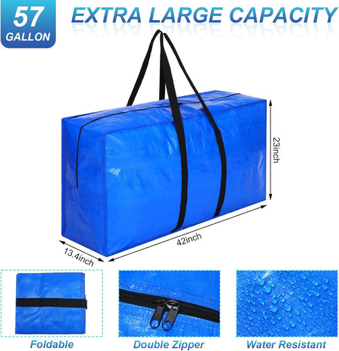 Windyun 4 Pcs Extra Large Storage Bags, Heavy Duty Moving Bags Totes for College, Travel Clothes, Bedding Supplies