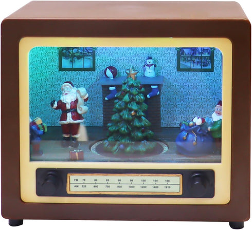 MOMENTS IN TIME 5.5 8 Retro Radio with Santas Home Scene LED Lighted Musical Christmas Dcor, Animated Moving Tree
