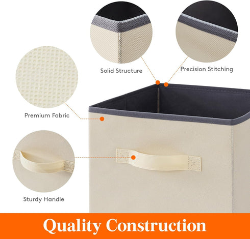 Lifewit 12 Packs 11 Inch Cube Storage Bins, Foldable Decorative Fabric Storage Baskets for Organizing Home, Beige