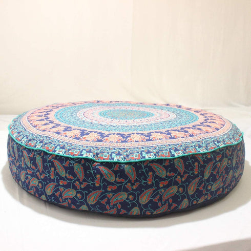 GDONLINE Indian Mandala Decorative Cotton Floor Cushion Cover Large Round Floor Pillow Case