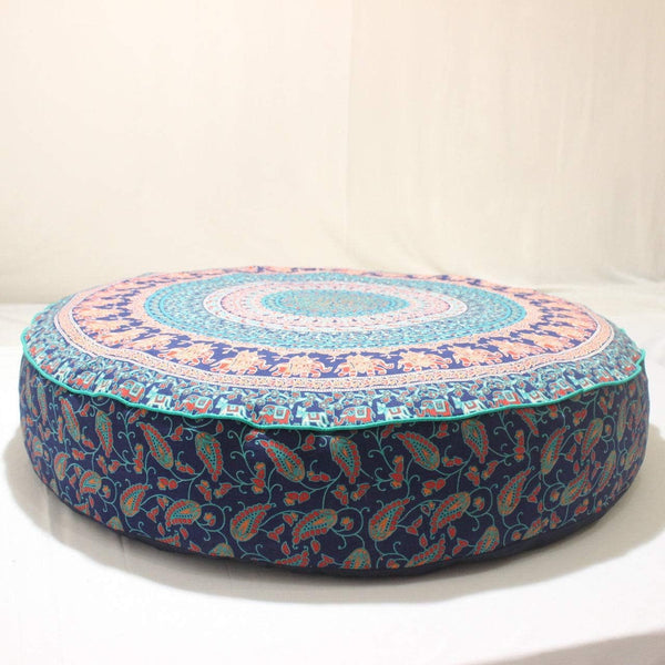 GDONLINE Indian Mandala Decorative Cotton Floor Cushion Cover Large Round Floor Pillow Case