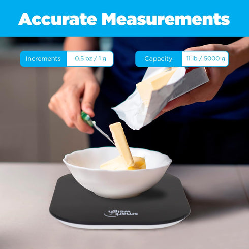 Smart Weigh 11 lb. Digital Kitchen Food Scale, Accurate Weight Scale with 5-Unit Modes for Baking and Meal Prep