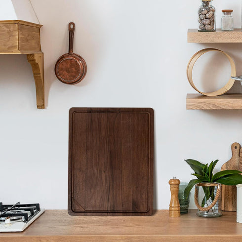 Heimlove (12"x8") Walnut Wood Cutting Board for Kitchen, Reversible Wooden Chopping Board with Deep Juice Grooves