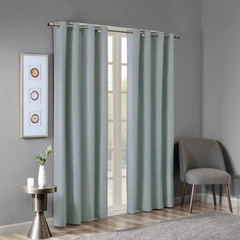 Grommet 50x54, Sun Smart Maya Blackout Curtain Patio Single Window, Textured Heatherd Print, Top Living Room Decor