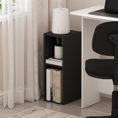 2-Tier 8-in 9.3 7.9 21.2, Furinno Fulda Book Shelf, Narrow Bookshelf, Bookcase with Width Storage Shelf, x x for Living