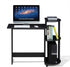 Furinno Compact Computer Desk with Shelves, Round Side, Americano/Black Finish
