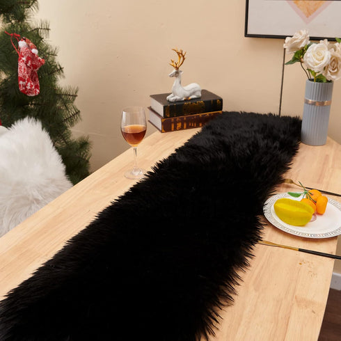 Table Runner, Modern Small Black Dresser Fur Table Runners for Christmas Wedding Party Holiday Birthday Home Farmhouse