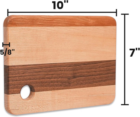CONSDAN Small Wood Cutting Board for Kitchen, Hardwood Chopping Board for Meat, Vegetables, Fruits, Bread, and Cheese 10 x 7 x 10/16 in by CONSDAN