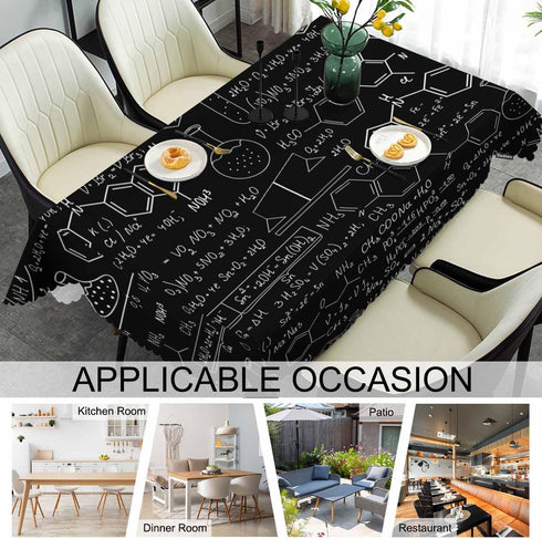 Beabes Tablecloth Chemistry, Rectangular Cover with Chemistry Formulas for Dining, Hotel, Coffee Parties, 52x70 Inch