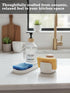 2-Slot Countertop Set Ceramic Double Sponge Holder with Soap Tray, Sink Organizer, Modern White Kitchen Sponge & Dish