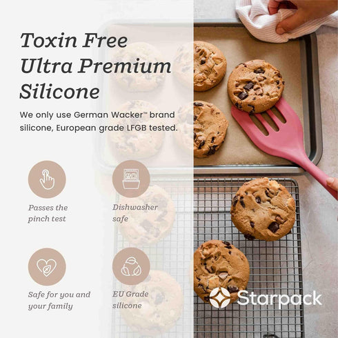 Starpack 'Head Turner' Premium Silicone Turner Spatula - High Heat Resistant, Slotted Non-Stick Rubber