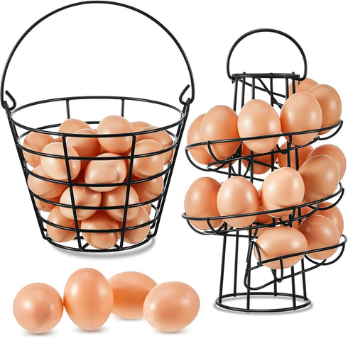 Zubebe 2 Pcs Egg Basket Storage, Spiral Fresh Egg Collecting Holder Countertop