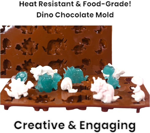 Candy Chocolate Silicone Mold Baking Tray, Dinosaur Dino Animal-Themed Non-Stick for Homemade Treats