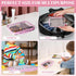 3 Pack Bag(3 Pink Extra Large Zippered Hard Shell Pouch,Clear Plastic Case,Hard Sided Case for Storage Bags,Portable