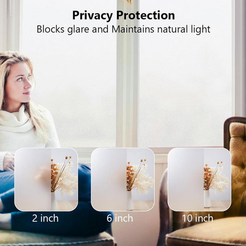 Finnez Window Privacy Film, Frosted Glass Electrostatic Privacy Window Stickers for Home Living Room Bedroom