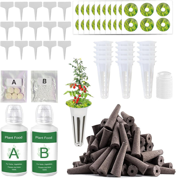 167 Pcs Hydroponic Seed Pods Kit Supplies for Aerogarden Pods,60 Grow Sponges,15