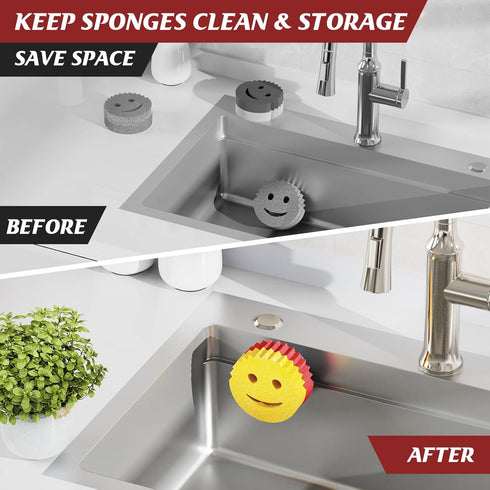 Kontoyo Sponge Holder for Kitchen Sink,Sink Caddy Organizer with Suction Cup Installation for Kitchen/Bathroom, Self