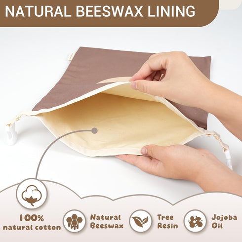NATURALLY WRAPPED (2 Pack) Reusable Beeswax Bread Bags for Homemade Bread Extra Thick Cotton, XL Natural Cotton Beeswax