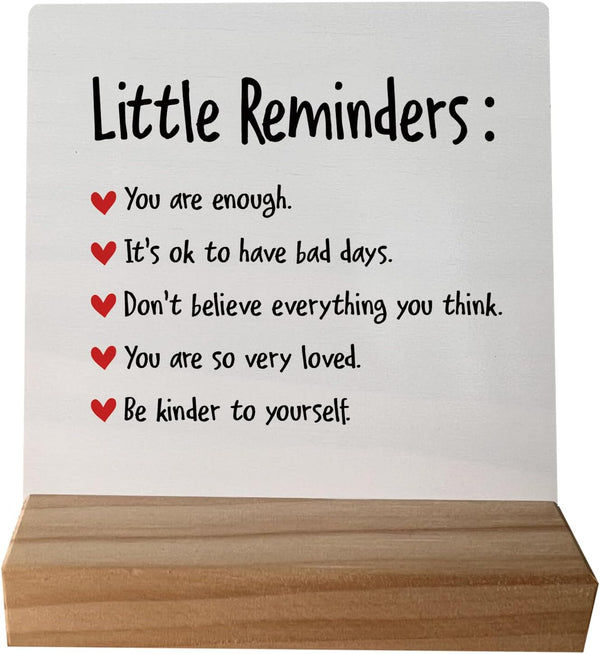 Little Reminders You are Enough Desk Plaque Sign with Stand, Inspirational Decor for College Girls