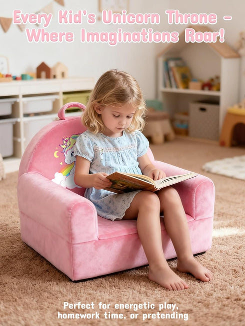 Cozy Kids Sofa Chair with Removable Washable Cover & Magic-Tape Backrest Toddler Chair, Crystal Velvet Furniture