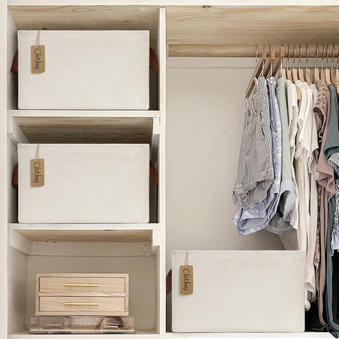 CHICVITA Large Storage Bins Storage Baskets for Organizing, Closet Organizers and Storage, Small Laundry Basket, Closet Storage Bins for Shelves, 16 ¾" L x 11" W x 9 ¾" H, Beige, 2-Pack by CHICVITA