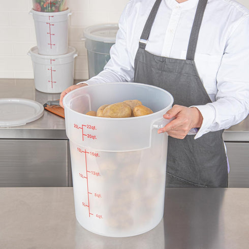 Restaurantware-Met Lux 22 Quart Food Storage Container - Translucent Storage Container with Red Volume Markers
