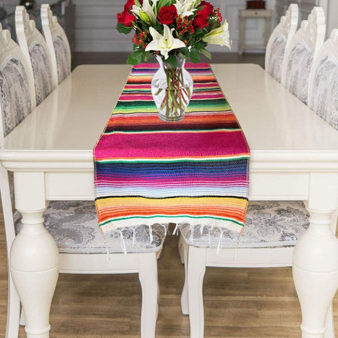14 84 Inch Fowecelt Mexican Serape Table Runner x for Mexican Party Wedding Decorations Outdoor Picnics Dining Table