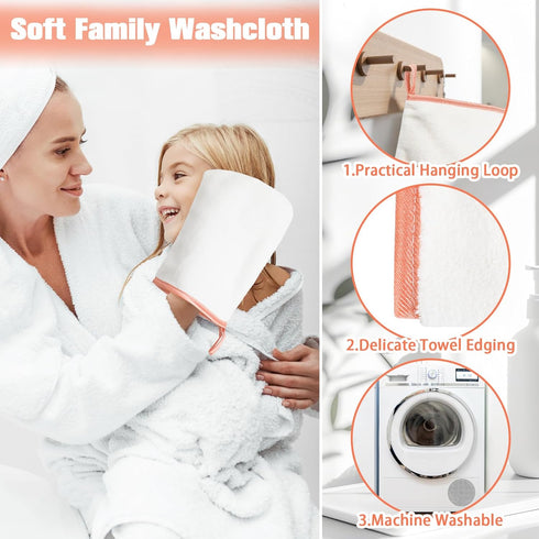 PHOGARY 8 Pack 6x9in Microfiber Wash Mitts for Face Body, Super Soft Absorbent Coral Fleece Facial Cloths Bath Shower