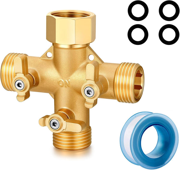 Garden Hose Splitter High Flow Splitter No Restricted-Flow Connector Heavy Duty Brass