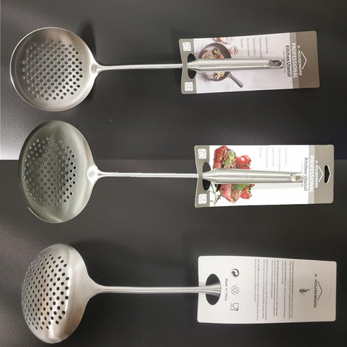Skimmer Stainless Steel Large Slotted Spoon, 14.96 inches Colander Strainer Ladle for Cooking