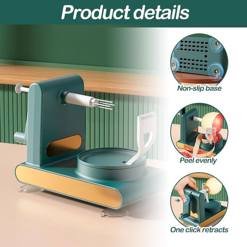 Fruit Peelers for Kitchen, Multi Fruit Peeler Machine with Divider for Apples, Potatoes, and Pears (Light Green)
