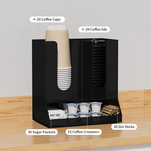 Countertop, 20 AITEE Acrylic Coffee Station Organizer for Holds Cups, All-in-One Coffee Cup and Lid Holder