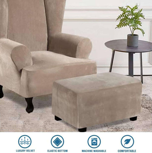 JHLD Waterproof Ottoman Cover Rectangle, Stretch Velvet Soft Ottoman Slipcovers Fit Folding Storage Stool with Elastic