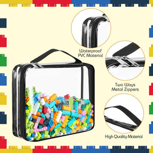 Sanwuta 6 Packs Toy Storage Bags, PVC Organizing Bags with Zipper, Waterproof for Board Games, Building Blocks